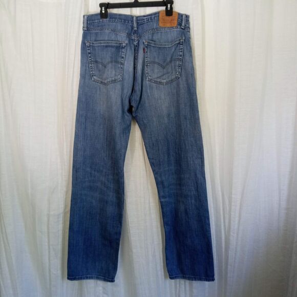 Levi's 505 Jeans 36 x 34 RED TAB High Waist Blue Denim Soft Distressed Holes Zip - Picture 2 of 14